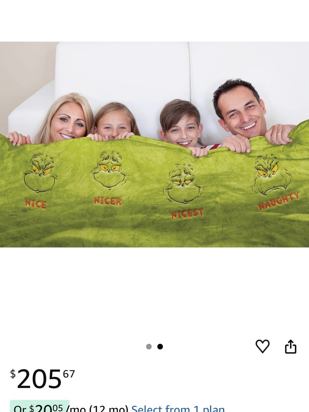 Department 56 Dr. Seuss Grinch Naughty & Nice Family Blanket 10ft x 6ft